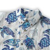 Turtle Mens Hawaiian Long Sleeve Shirt, Turtle Casual Button Down Long Sleeve - The Palmix